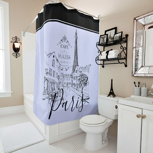 Cafe Paris Rideau de Douche