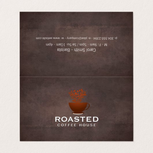 Café Pot Café Fèves | Carte de visite Barista (Extérieur déplié)