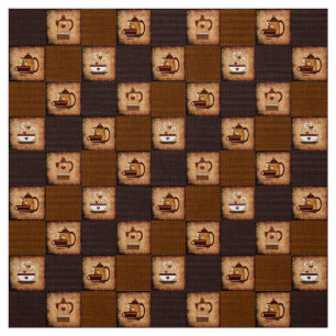Café Pot & Tasses Tissu rustique