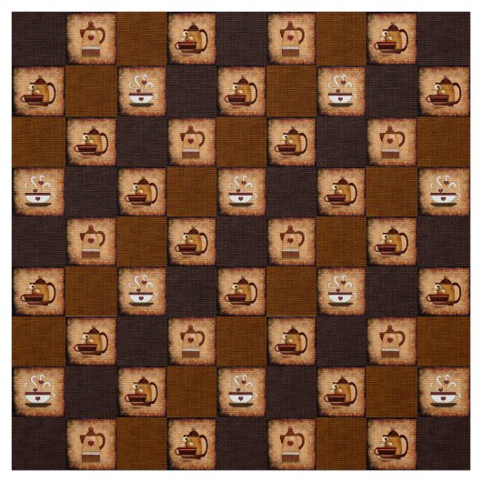 Café Pot & Tasses Tissu rustique (Échantillon)