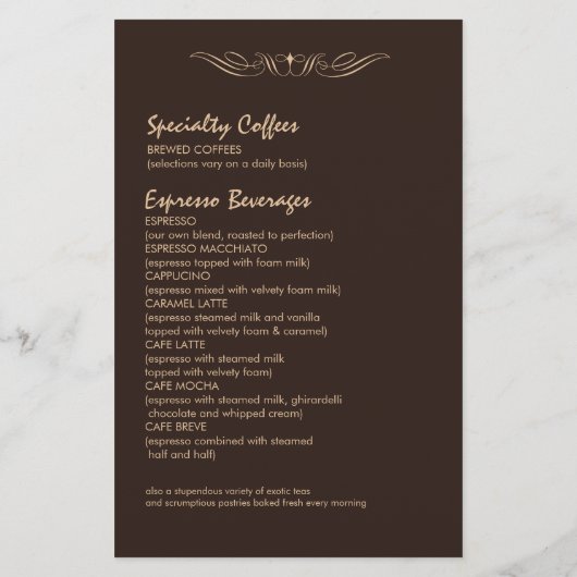 café prospectus avec menu (Dos)