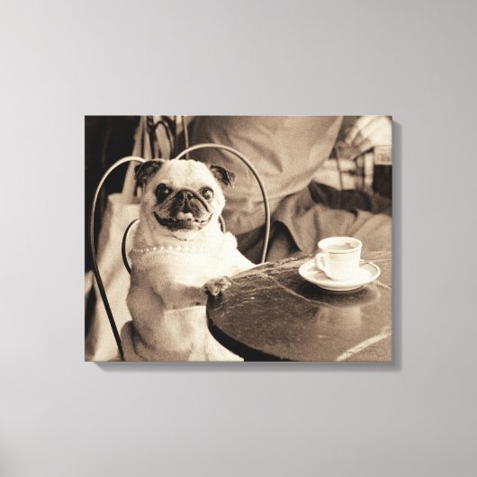 Cafe Pug Canvas Afdruk (Voorkant)