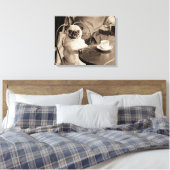 Cafe Pug Canvas Afdruk (Insitu (Slaapkamer))