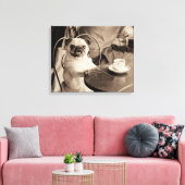 Cafe Pug Canvas Afdruk (Insitu (Woonkamer))