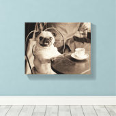 Cafe Pug Canvas Afdruk (Insitu (Houten vloer))