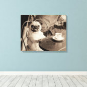 Cafe Pug Canvas Afdruk (Insitu (Houten vloer))