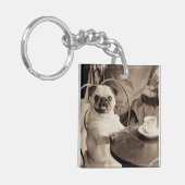 Cafe Pug Sleutelhanger (Voorkant Links)
