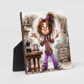 Café Quirky Lady Good Luck Plaque avec Easel (Recto)