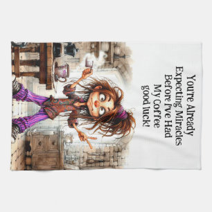 Café Quirky Lady Good Luck Serviettes de cuisine