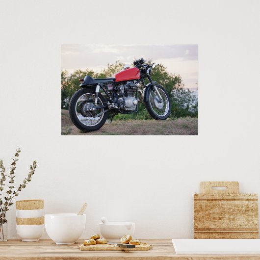 Cafe Racer Brat-motorfiets vanaf 70 en 2 Poster (Keuken)