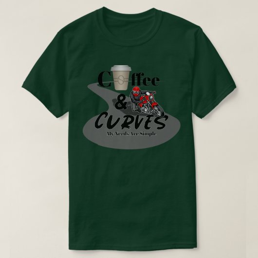 Cafe Racer Motorcycle, Coffee & Curves, Mijn behoe T-shirt (Design voorkant)