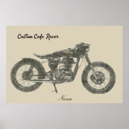  Cafe Racer Motorcycle in Print geïllustreerd