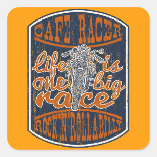 Cafe racer vierkante sticker