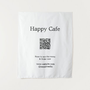 Café restaurant scan om menu te zien bestellen QR  Wandkleed