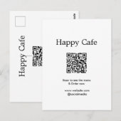 Cafe restaurant scanner pour voir le menu commande (Devant / Derrière)