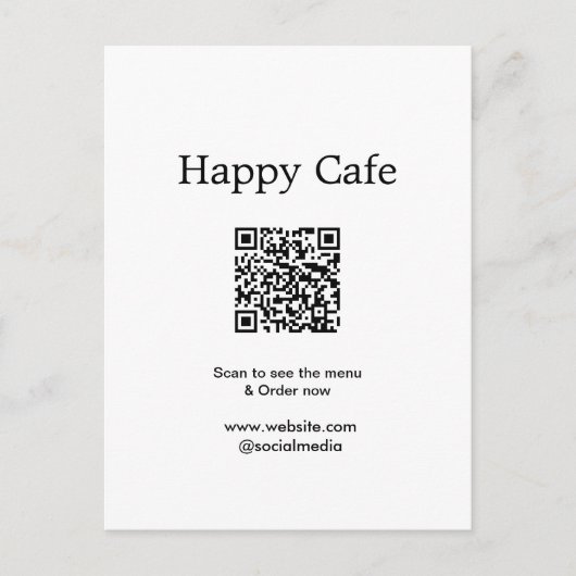 Cafe restaurant scanner pour voir le menu commande (Devant)