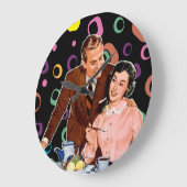 CAFÉ RETRO COUPLE KITSCH HORLOGE (Angle)
