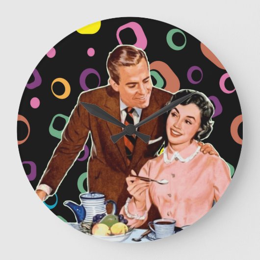 CAFÉ RETRO COUPLE KITSCH HORLOGE (Recto)