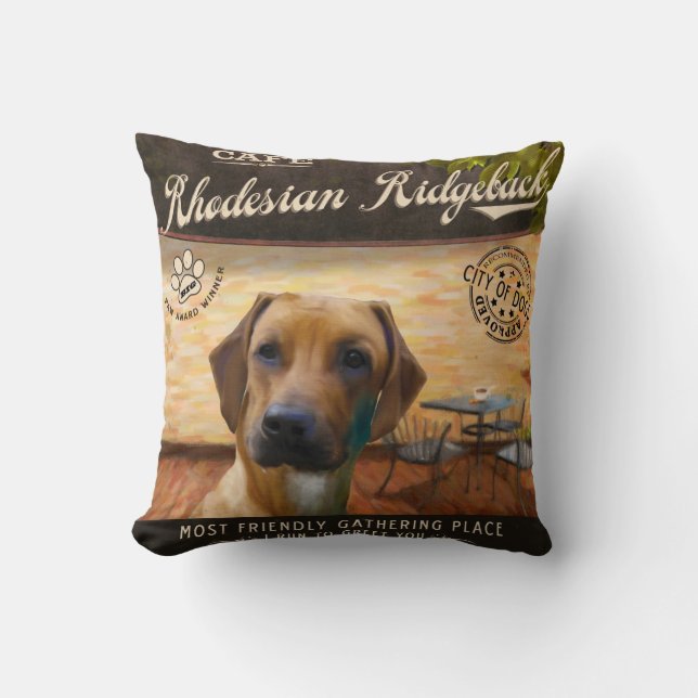 Cafe Rhodesian Ridgeback Kussen (Voorkant)