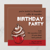 Café rouge Cupcake café Anniversaire Invitation (Devant / Derrière)