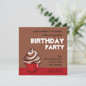 Café rouge Cupcake café Anniversaire Invitation (Debout devant)