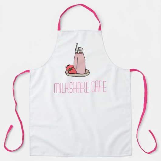 Cafe serveerster milkshake roze en wit schort (Voorkant)