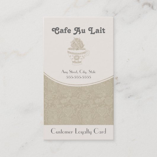Café Shop Loyalty Punch Card Carte de visite (Devant)