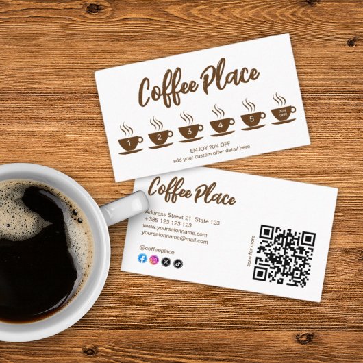Café Shop moderne QR Code Carte de fidélité