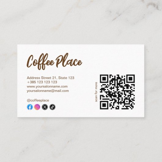 Café Shop moderne QR Code Carte de fidélité (Dos)