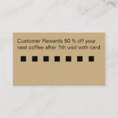 Café Shop récompense les clients Cartes de visite (Dos)