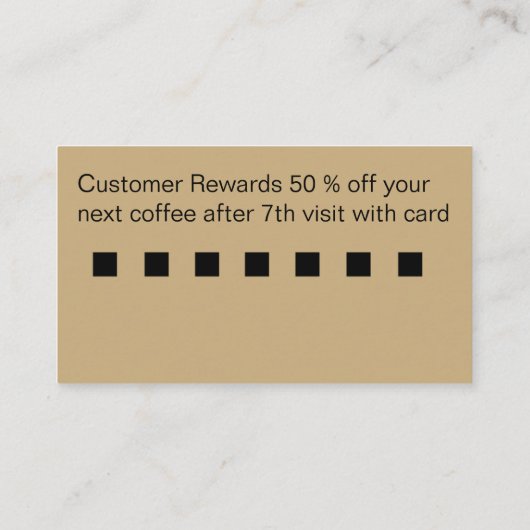 Café Shop récompense les clients Cartes de visite (Dos)