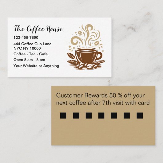 Café Shop récompense les clients Cartes de visite (Devant / Derrière)