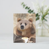 Café Sleepy Whimsical Boire Bear Carte postale (Debout devant)