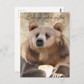 Café Sleepy Whimsical Boire Bear Carte postale (Devant / Derrière)