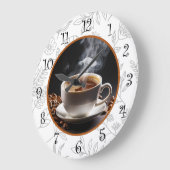 Café tendance Floral Horloges murales de cuisine (Angle)