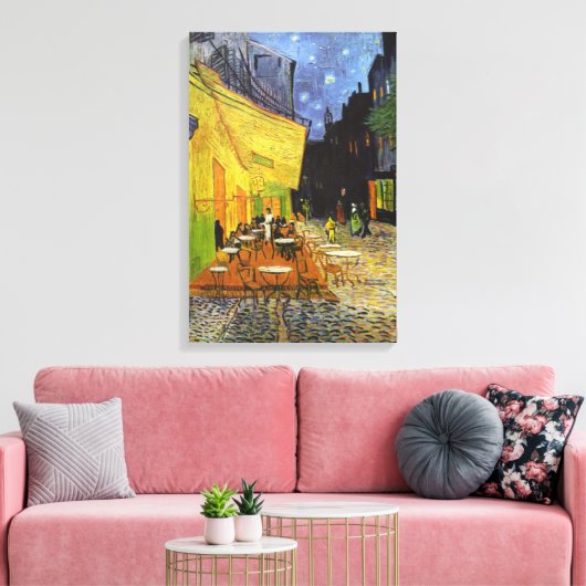 Cafe Terrace bij nacht door van Gogh Canvas Afdruk (Insitu (Woonkamer))