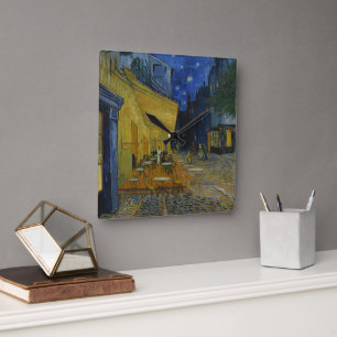 Cafe Terrace bij nacht door Vincent van Gogh Vierkante Klok