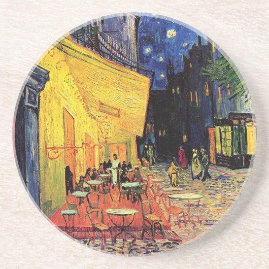 Cafe Terrace bij nacht door Vincent van Gogh Zandsteen Onderzetter (Voorkant)