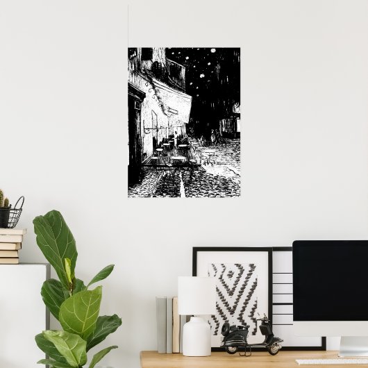 Cafe Terrace bij nacht Poster (Thuiskantoor)