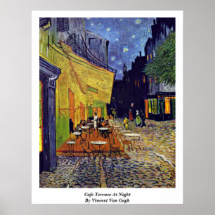 Cafe Terrace 's nachts door Vincent van Gogh Poster