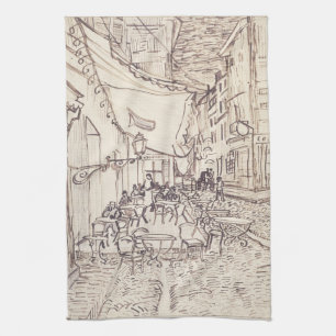 Cafe Terras bij Nacht, Fijne Kunstschets, Van Gogh Theedoek