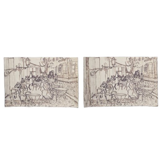 Café Terras bij Nacht, Schets van de Schone Kunste Kussensloop (Voorkant-Set)