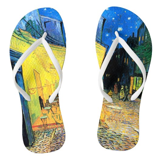 Café Terras in de nacht (1888) Van Gogh Fine Art Teenslippers (Voetbed)