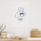 Café Time Man Avec Big Cup Impression Café Minimal (Cuisine)