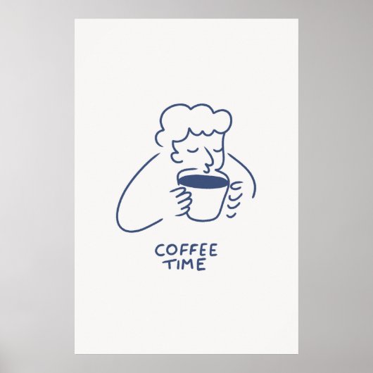 Café Time Man Avec Big Cup Impression Café Minimal (Devant)
