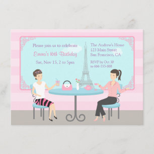 Café Tour Eiffel Paris Anniversaire Invitations