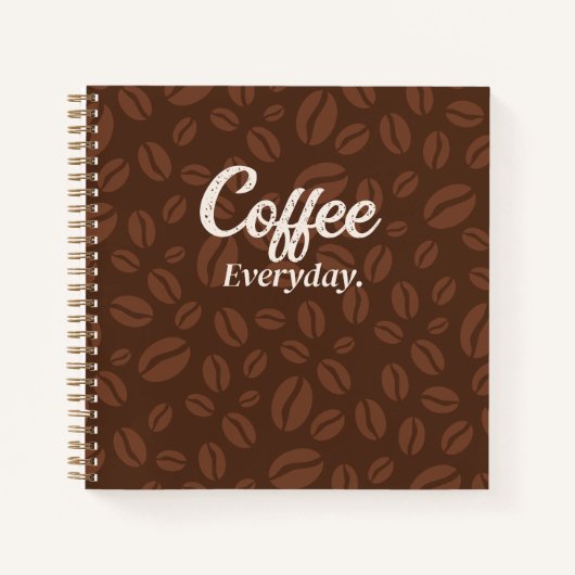 Café tous les jours. Cahier marron grains de café (Devant)