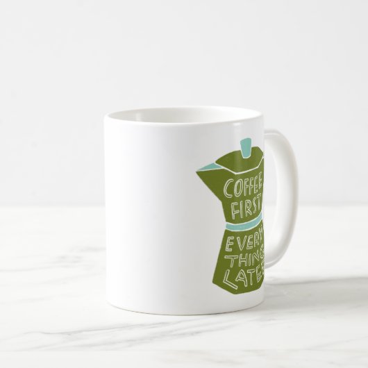 Café Tout D'Abord Plus Tard Illustré Mug Cadeau (Devant droit)