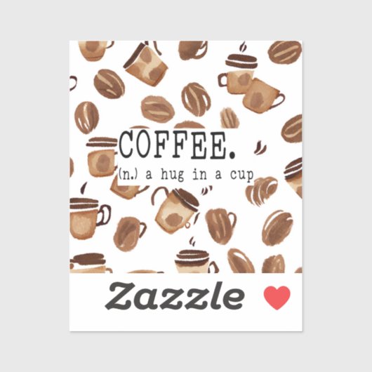 Café. Un câlin dans un autocollant (Feuille)