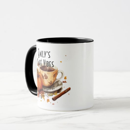 Café Vibes Herfst – Pumpkin Spice & Coffee Love Mok (Voorkant links)